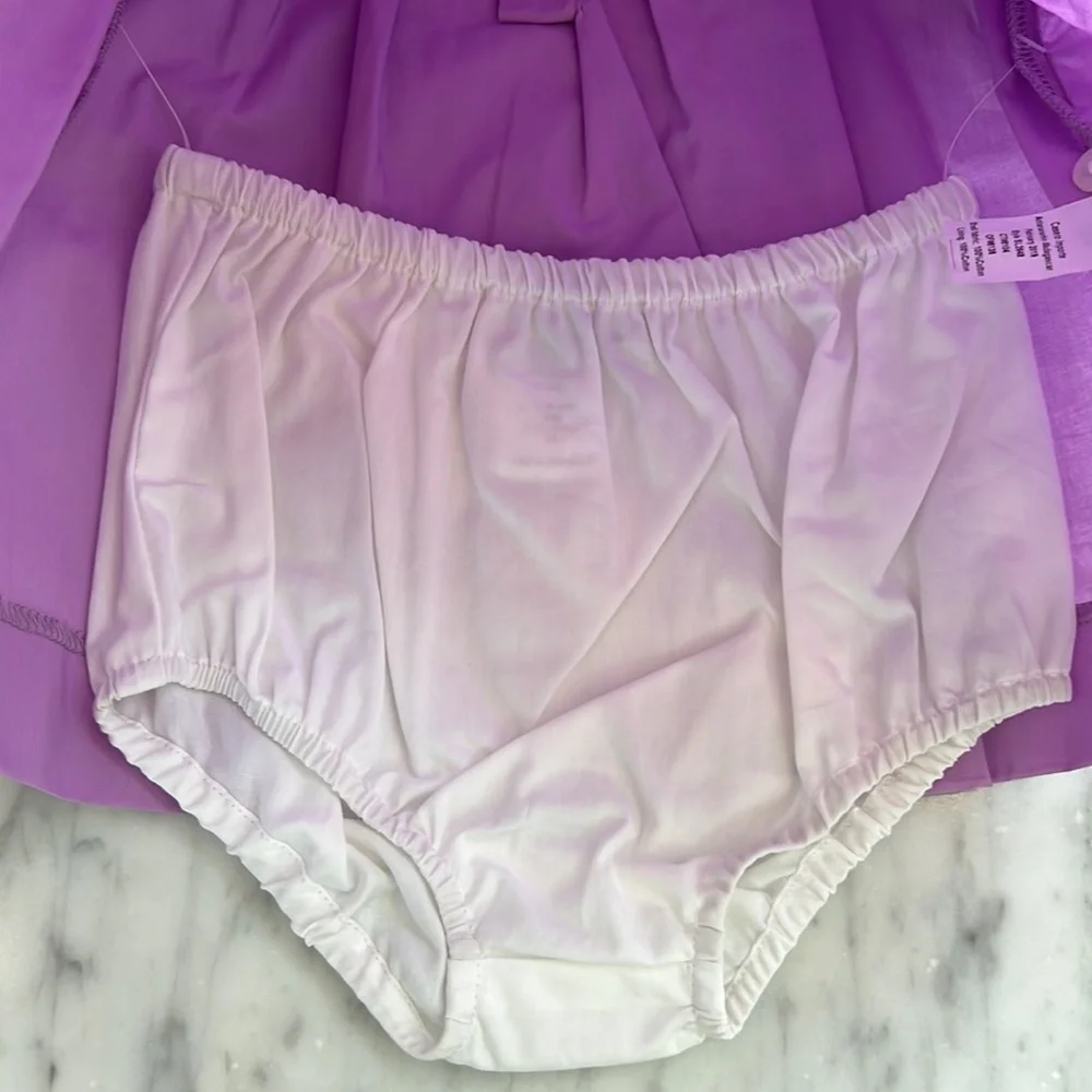 New Baby Girls Sophie & Lucas Purple Fruit Embroidered Dress and Bloomer Set - Picture 4 of 5